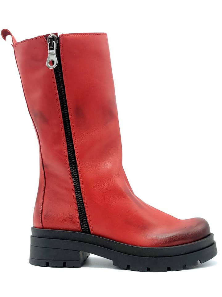 ISLA Stövlar i rött nubuckläder för wholesale av Eccellenza Donna