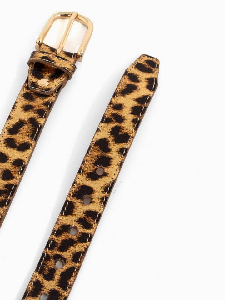 Cooper Italian Leather 3cm Belt- Natural, Leopard Print for wholesale by Sarta Accessories