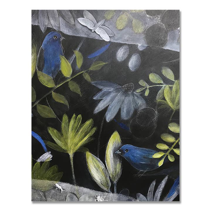 Le bruant indigo en migration nocturne pour la vente par Karen Eide Studios