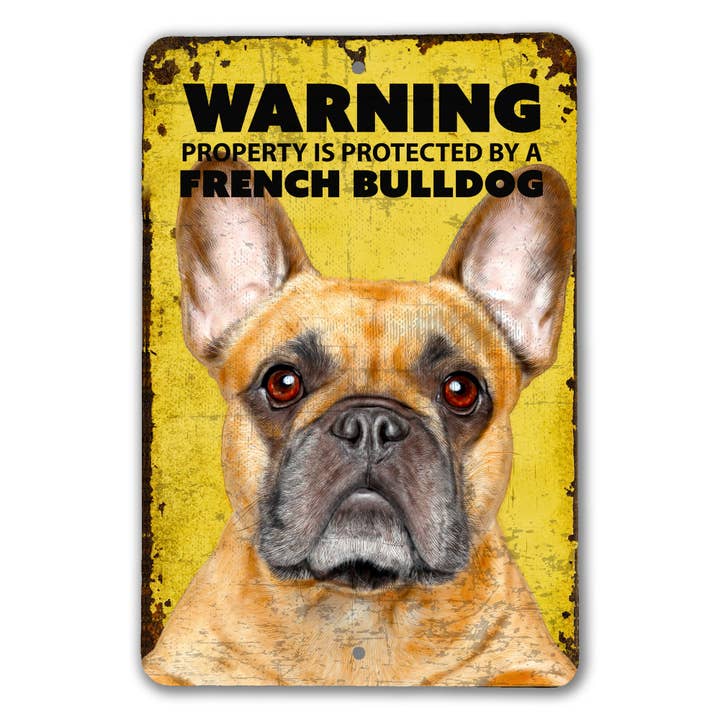 Warning French Bulldog Sign for wholesale by Real Cool Stickers & Stuff