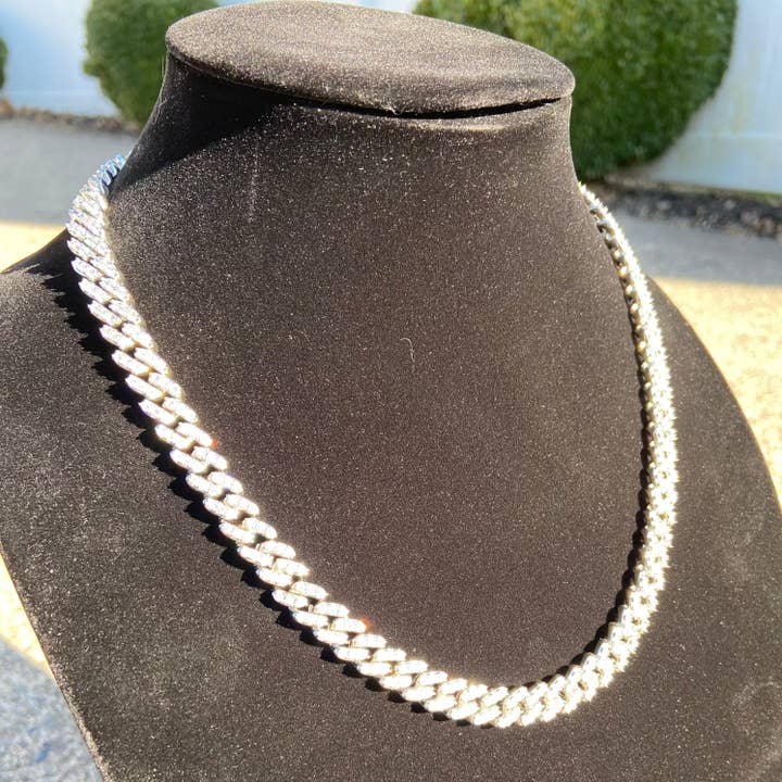 Prestige Jewelry - Wholesale Link & Chain Necklace - 14k White Gold Plated Diamond Cuban Chain 20in 8mm1