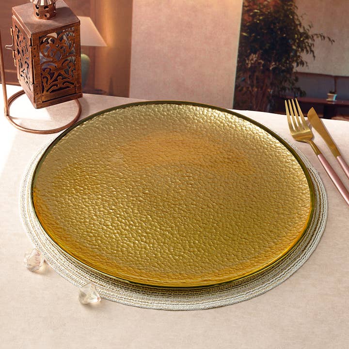 13" Glass Charger #RL753-006G (Case Pack 12) for wholesale by Gifts Plus