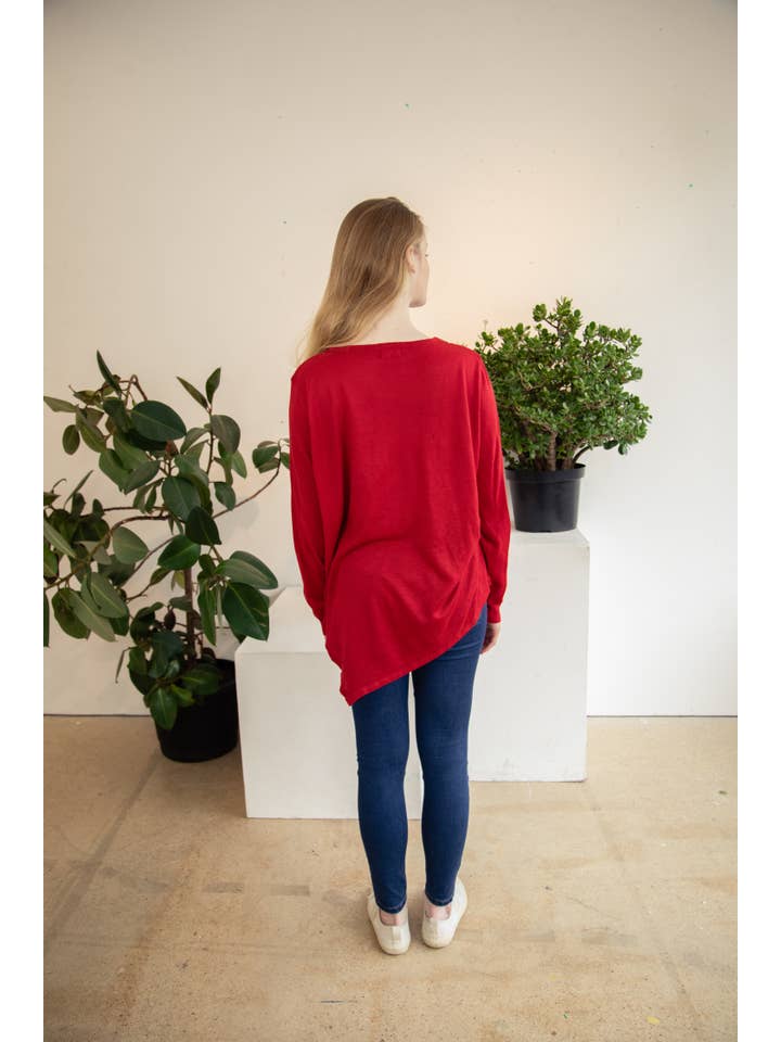 Madia & Matilda – wholesale Blus - Dam – Detaljerad Axel Långärmad Blus, Röd