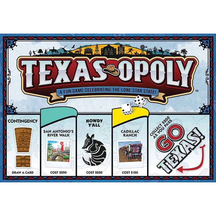 Outset Games and Cobble Hill Puzzles - Wholesale Board Game - Texas-Opoly (state) Board Game