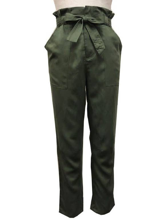 Eva Franco - Wholesale Pants - Women's - Cargo Pants High Waist with Tie and Pockets9