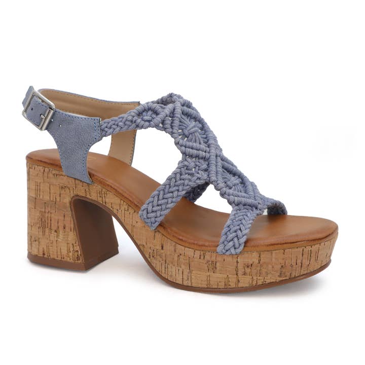 Yoki Fashion - Wholesale Platform Heels - Women's - YOKI ELONA Women's Chunky Cork Heels With Crochet Sandals