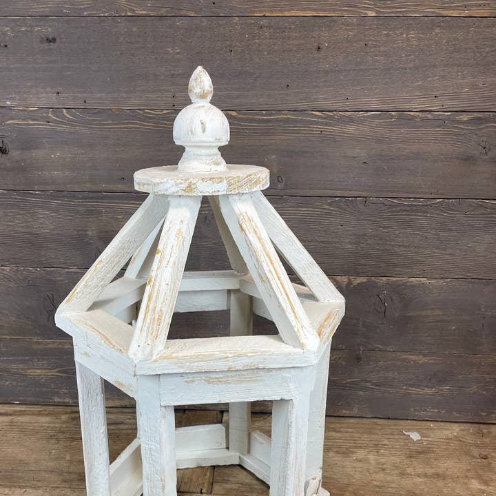 CLEARANCE-Benton Farmhouse Lantern-15x22H-SR-White-$18 for wholesale by My Amigos Imports