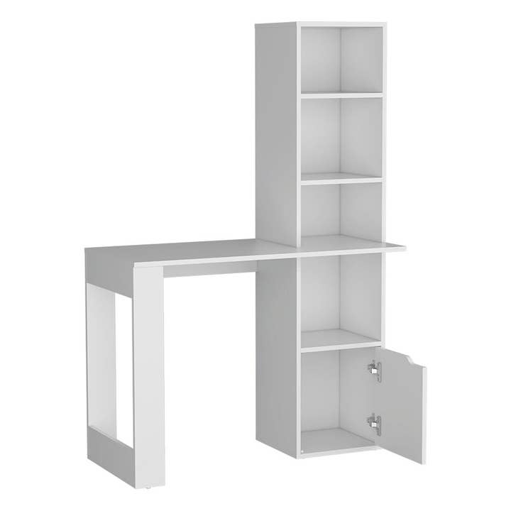 Treevol Furniture - Wholesale Bookcase - Aragon Office Desk, Four-Tier Bookcase, White Finish