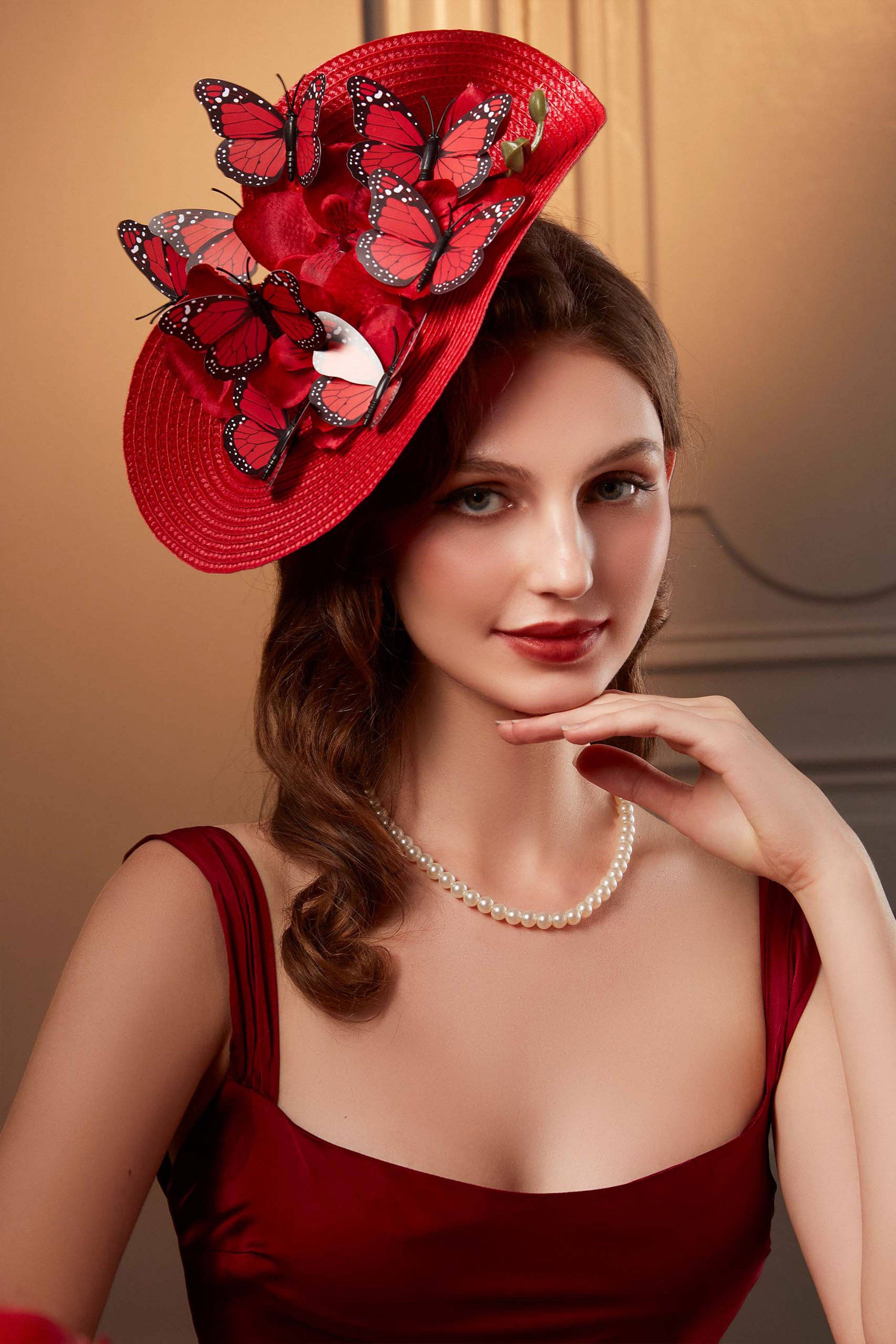 BABEYOND - Vendita all'ingrosso Fascinator - Donna - Fascinator a Tesa Larga Butterfly Derby1