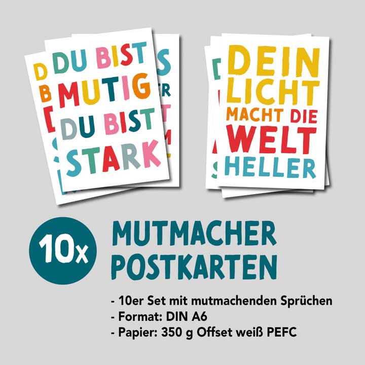Rüsselfuchs – Großhandel Postkarten-Set – Mutmacher-Kartenset – Ermutigende Postkarten (10er-Set)
