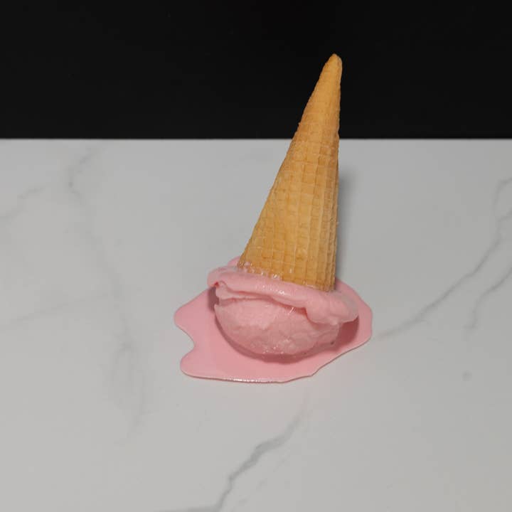 Just Dough It! Fake Foods - Wholesale Decorative Tabletop Object - Fake Melting Strawberry Ice Cream Cone