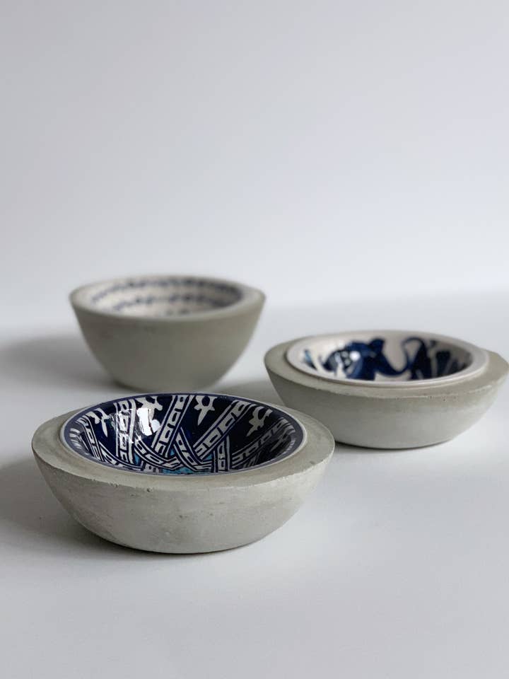Rumi Grey Concrete and Ceramic Decorative Bowl for wholesale by Uno Atelier