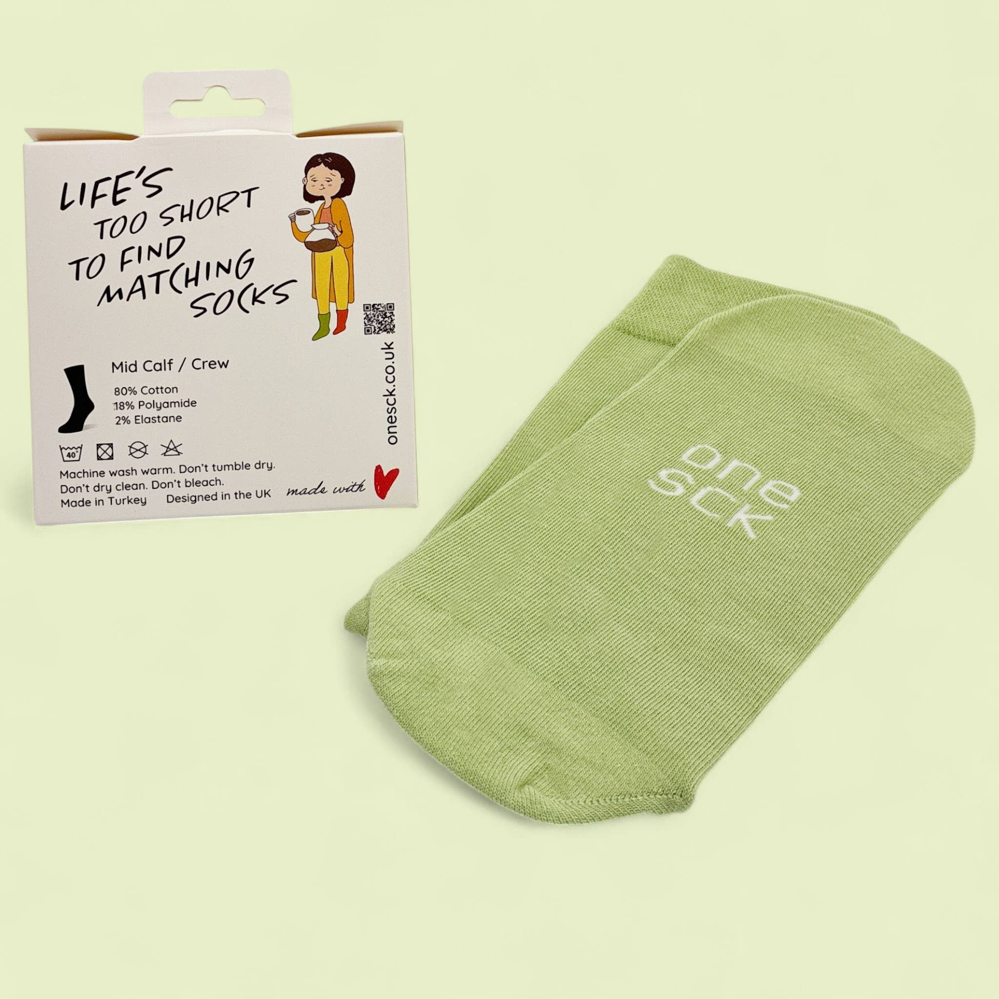 ONESCK – wholesale Socks – Unisex – Plain Single Socks | Sage Green Sock | Nature Gift Idea1