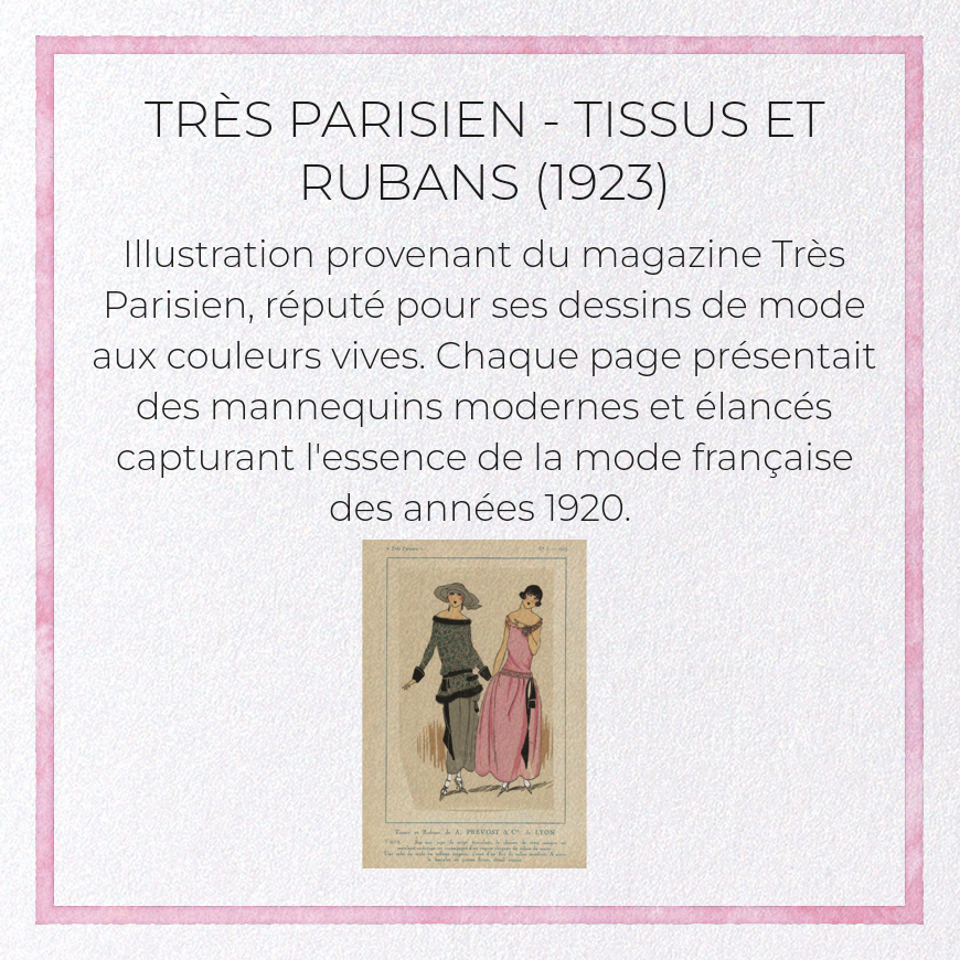 Ezen Trade – wholesale Vardagliga hälsningskort – TRÈS PARISIEN - TISSUS ET RUBANS (1923): Vintage gratulationskort3
