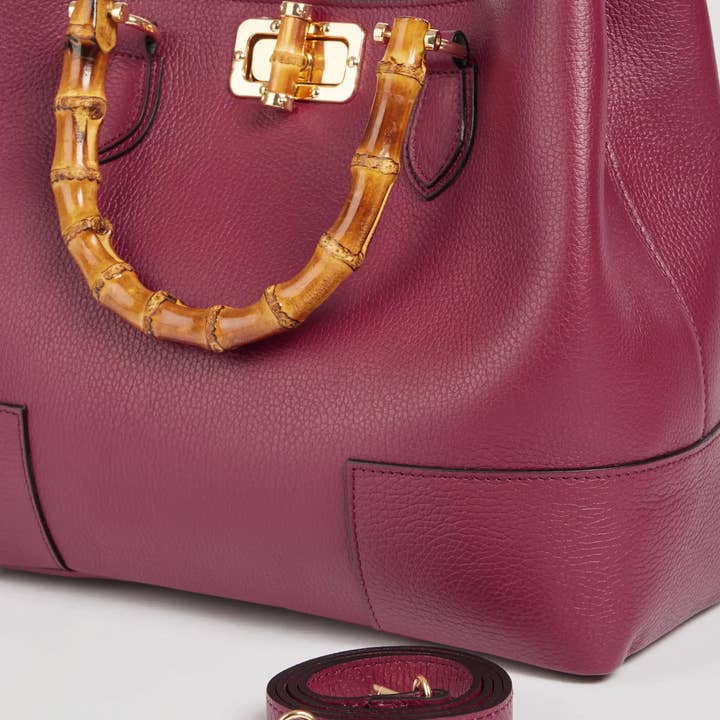 Prestige Milano - Wholesale Top Handle Bag - Women's - Bamboo Babe Bag in Beige Dollar Leather24