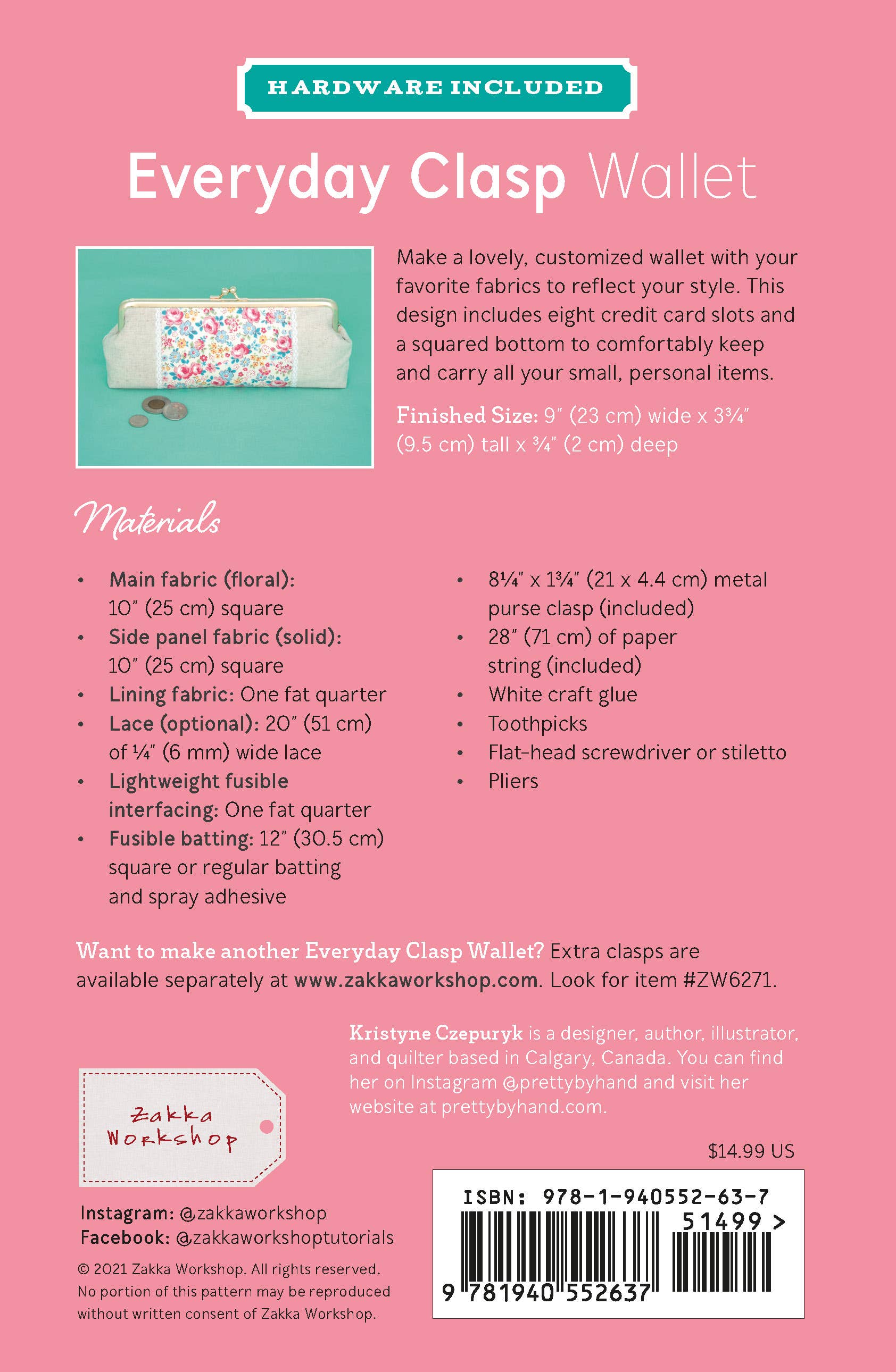 Zakka Workshop – Carteira - Mulher por atacado – Carteira de fecho todos os dias (#ZW2637)3