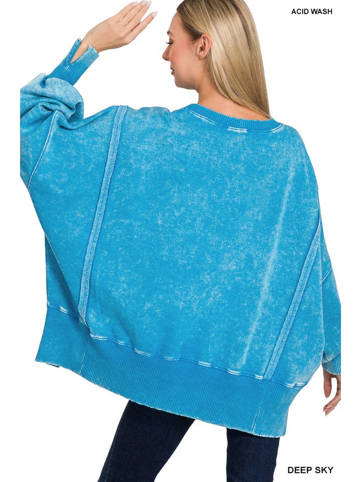 Vanilla Monkey - Wholesale Sweatshirt – Women's - Acid Washed Batwing Sleeve Fleece Sweatshirts11