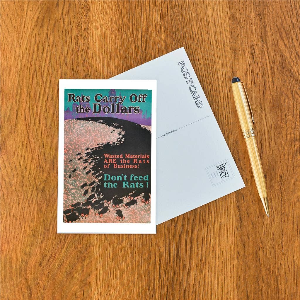 Found Image Press – wholesale Postcard – Postcard AM-288 Rats Carry Off the Dollars1