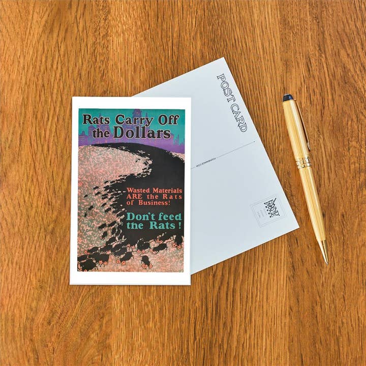 Found Image Press – wholesale Postcard – Postcard AM-288 Rats Carry Off the Dollars1