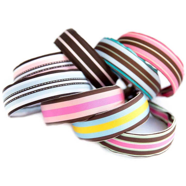 Wide Headband Brown Striped Grosgrain Ribbon Collection for wholesale by Bows Etc.