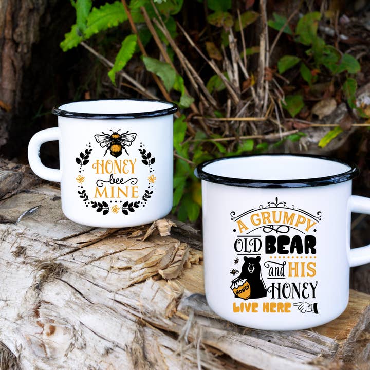 Thy Will Bee Done Apiary - Wholesale Coffee Mug - Honey Bee Enamel Camping Mug3