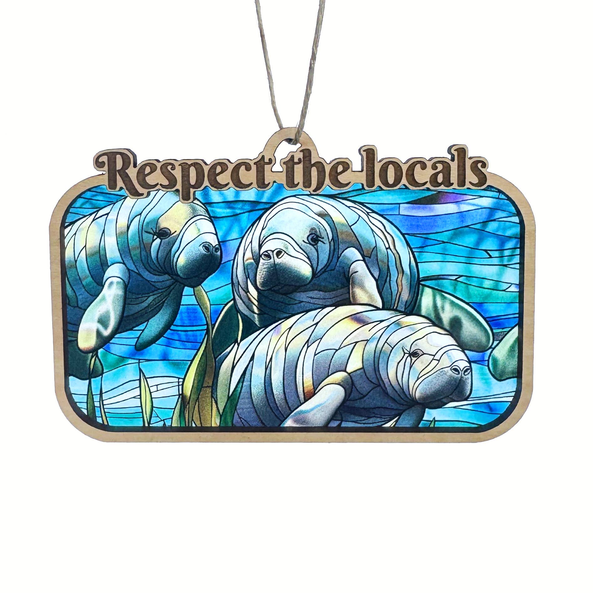 Art by Sharell - Wholesale Ornament - Manatee Ornament, Florida Animal Respect the Locals Ornament