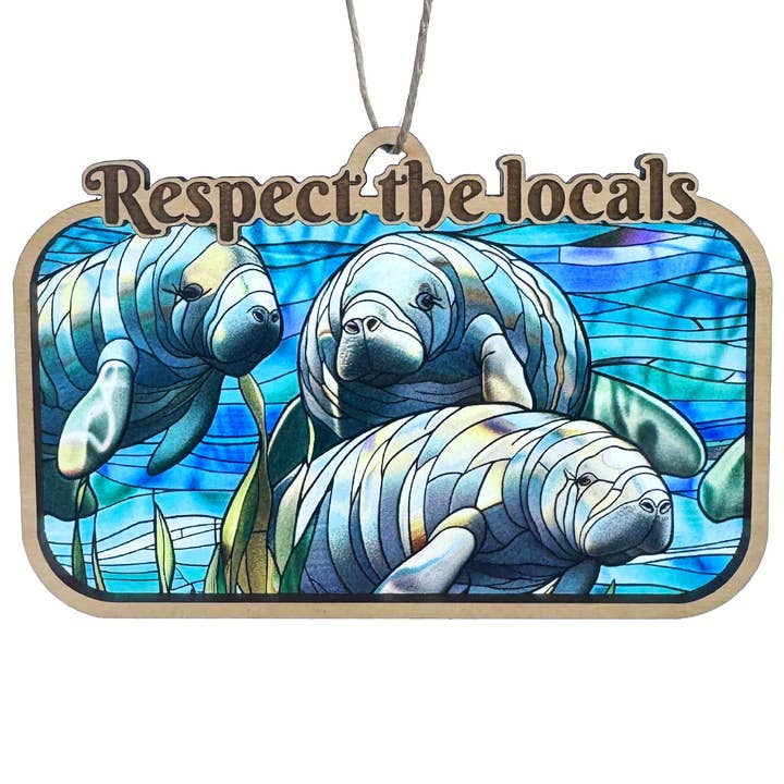 Art by Sharell - Wholesale Ornament - Manatee Ornament, Florida Animal Respect the Locals Ornament0