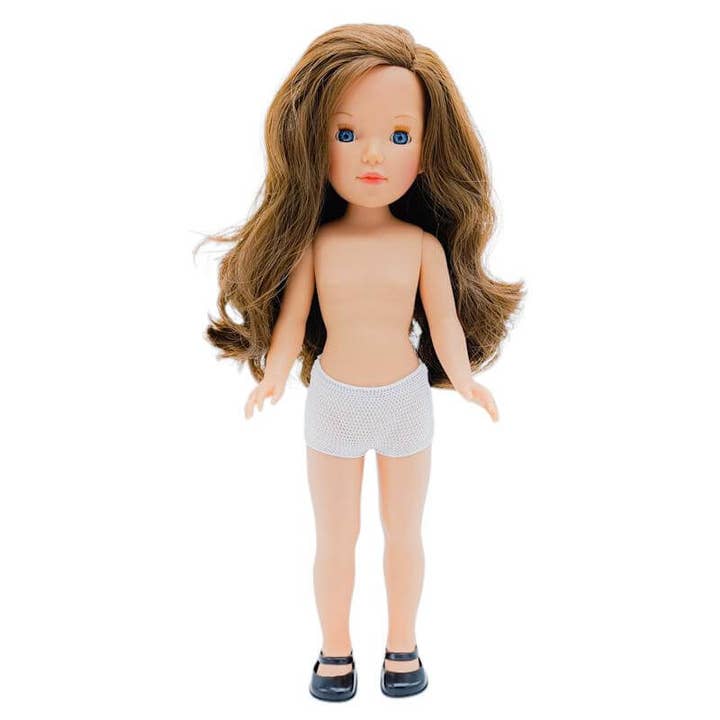 Bambola Pepa 41 cm. nuda Folk Artigianato originale castana per la vendita all'ingrosso da parte di Folk Artesanía Muñecas