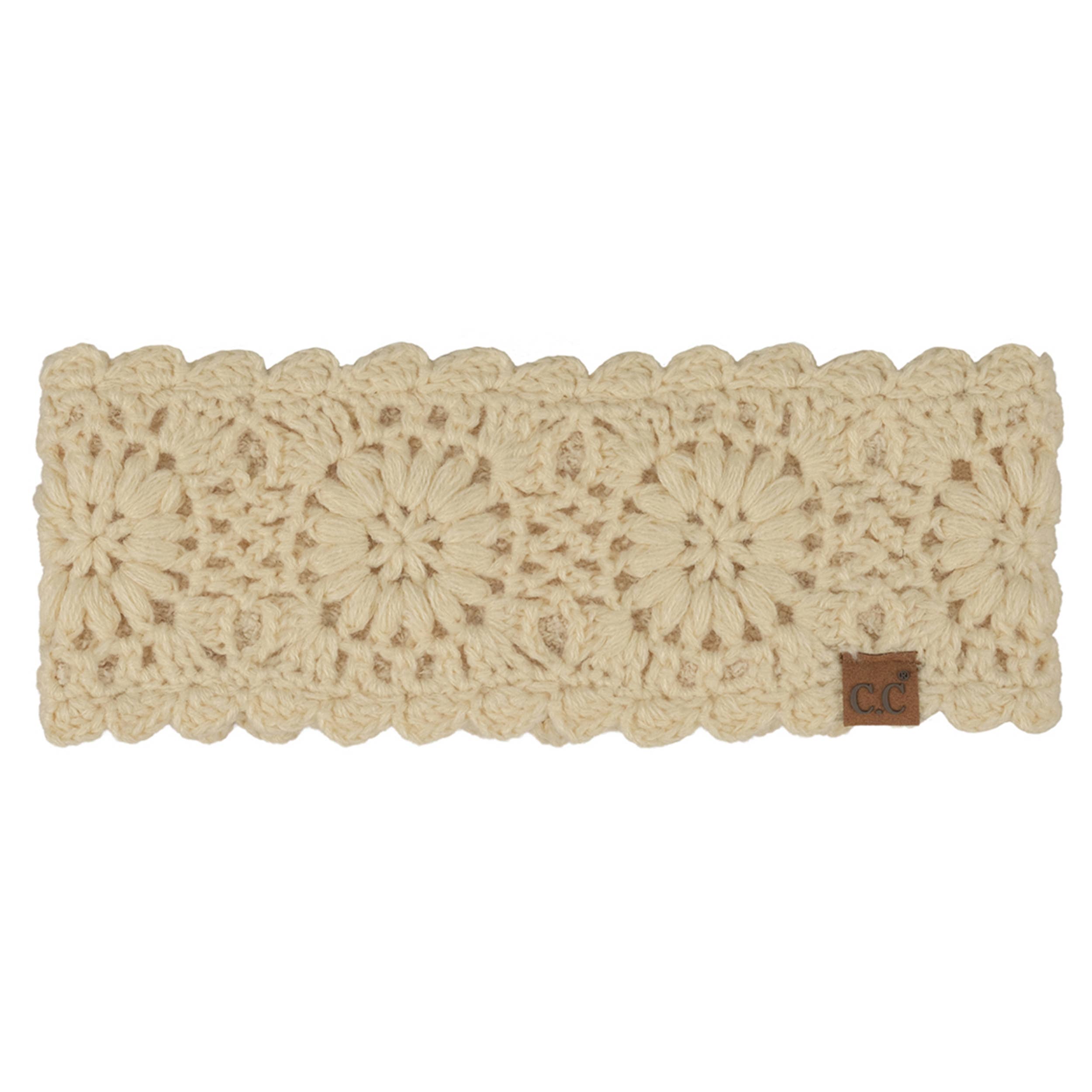 Hana - Vente Bonnet – femme - Bandeau Solide au Crochet Motif Fleur C.C7