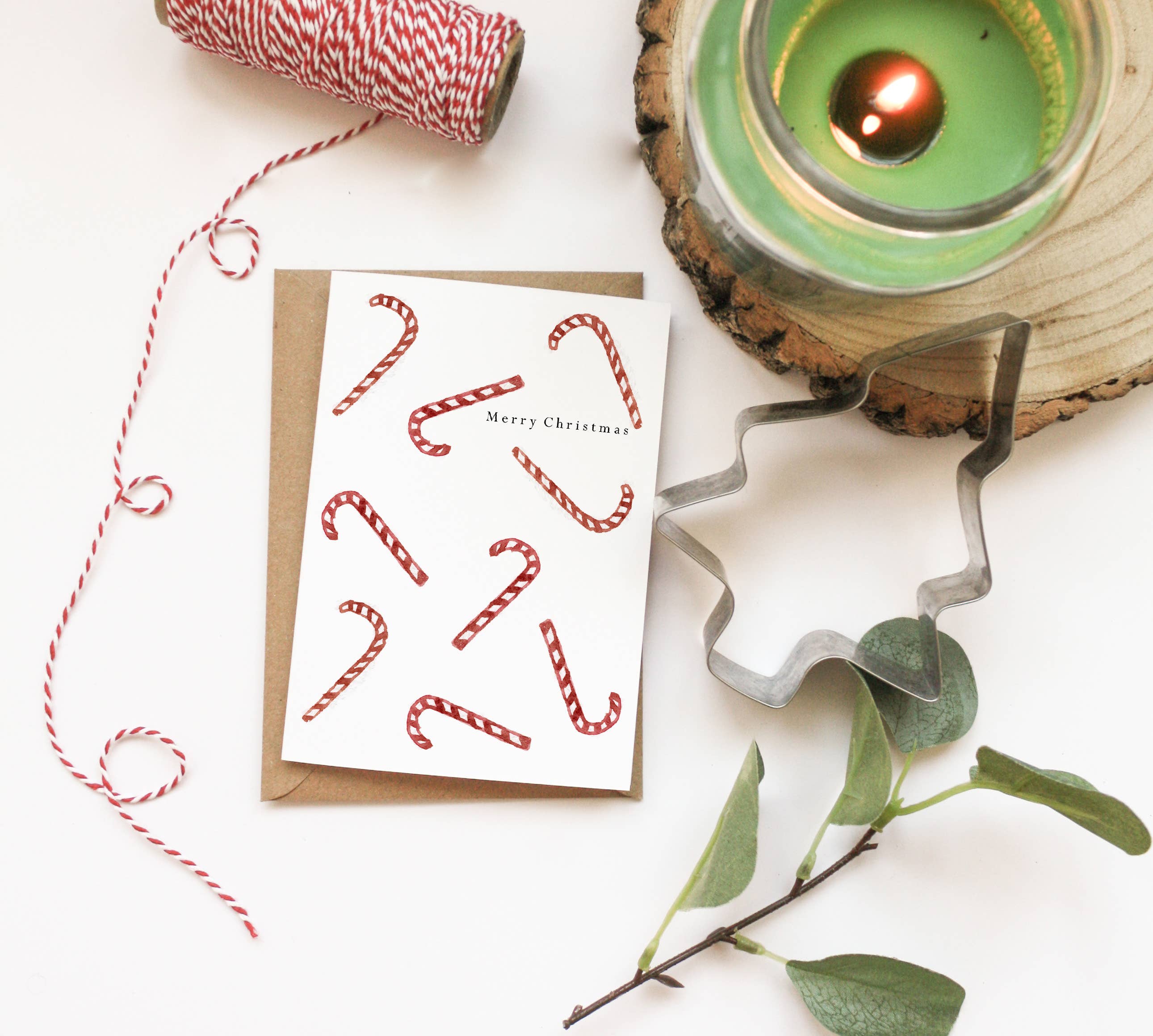 HeatherLucyJ Design - Wholesale Christmas Card - Candy Cane Watercolour Christmas Card1