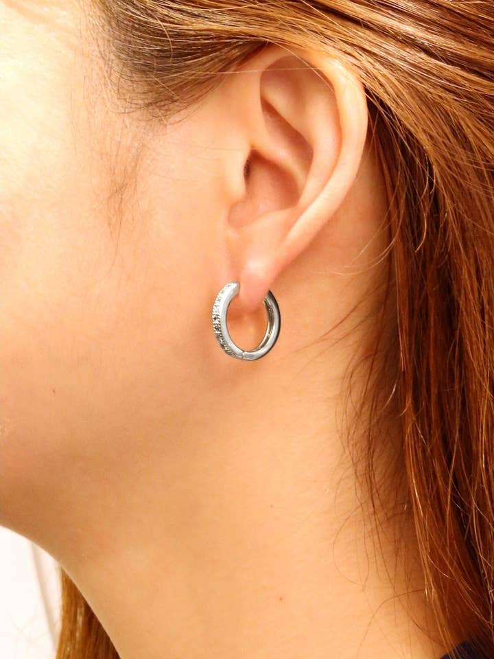 SJE310506 14K CZ Paved Hoop Earrings for wholesale by MiMi Wholesale