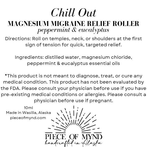 Piece of Mynd - Wholesale Essential Oil Roll-On - Chill Out | Peppermint + Eucalyptus | Magnesium Migraine Relief Roller1