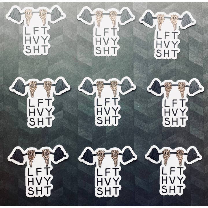 Otto's Grotto - Wholesale Sticker - Lift Heavy Shit Sticker - LFT HVY SHT Skeleton Gym Weights