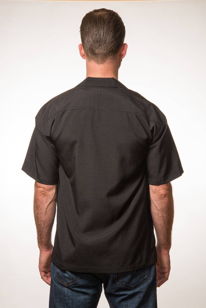Steady Clothing - Wholesale Button Down Shirt - Men's - Three Star Panel Bowling Shirt in Black3