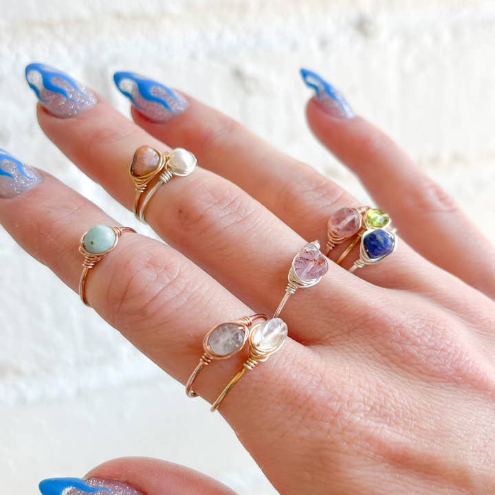 Gemstone Wire Ring Wholesale Assorted Semi-Precious Stone Wire