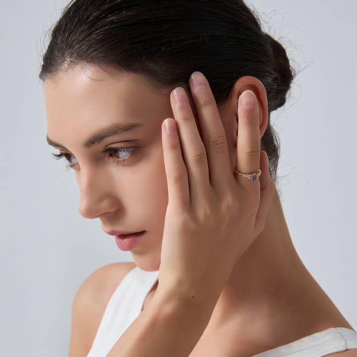 Perimade & Co. LLC - Wholesale Multi-Stone Ring - Labradorite Olive Tree Leaf Ring in 925 Sterling Silver1