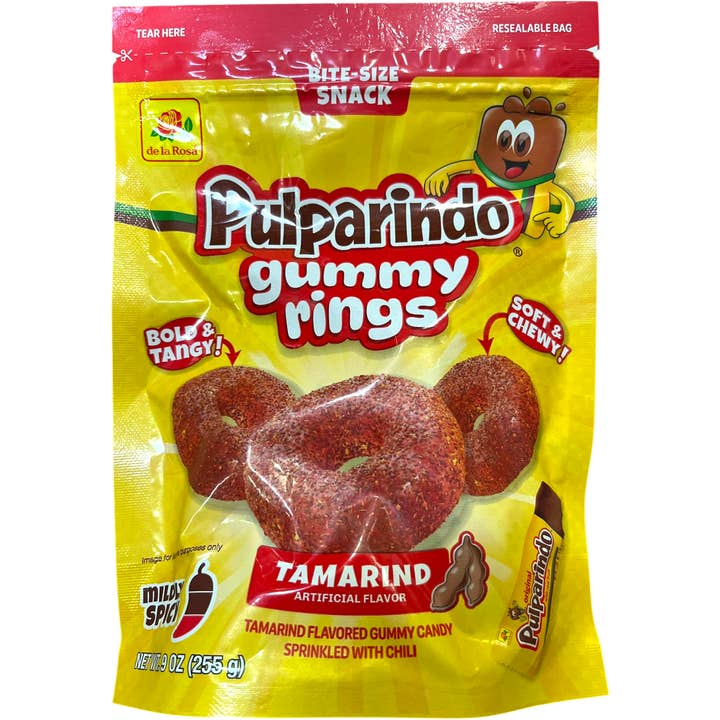 De La Rosa Pulparindo Gummy Rings Tamarind for wholesale by Cow Crack Wholesale