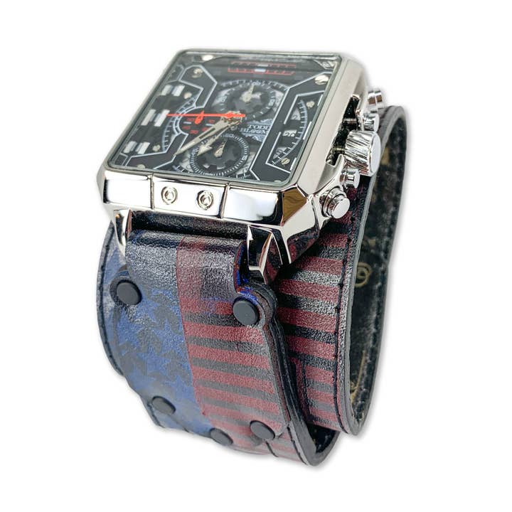 STARS AND STRIPES XXII-MENS HAND MADE-FULL GRAIN LEATHER-WATCH for wholesale by TODD BLOOM