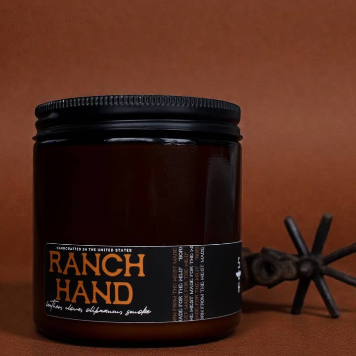 RANCH HAND - Bougie en cuir et clou de girofle pour la vente par Seventh House Candle