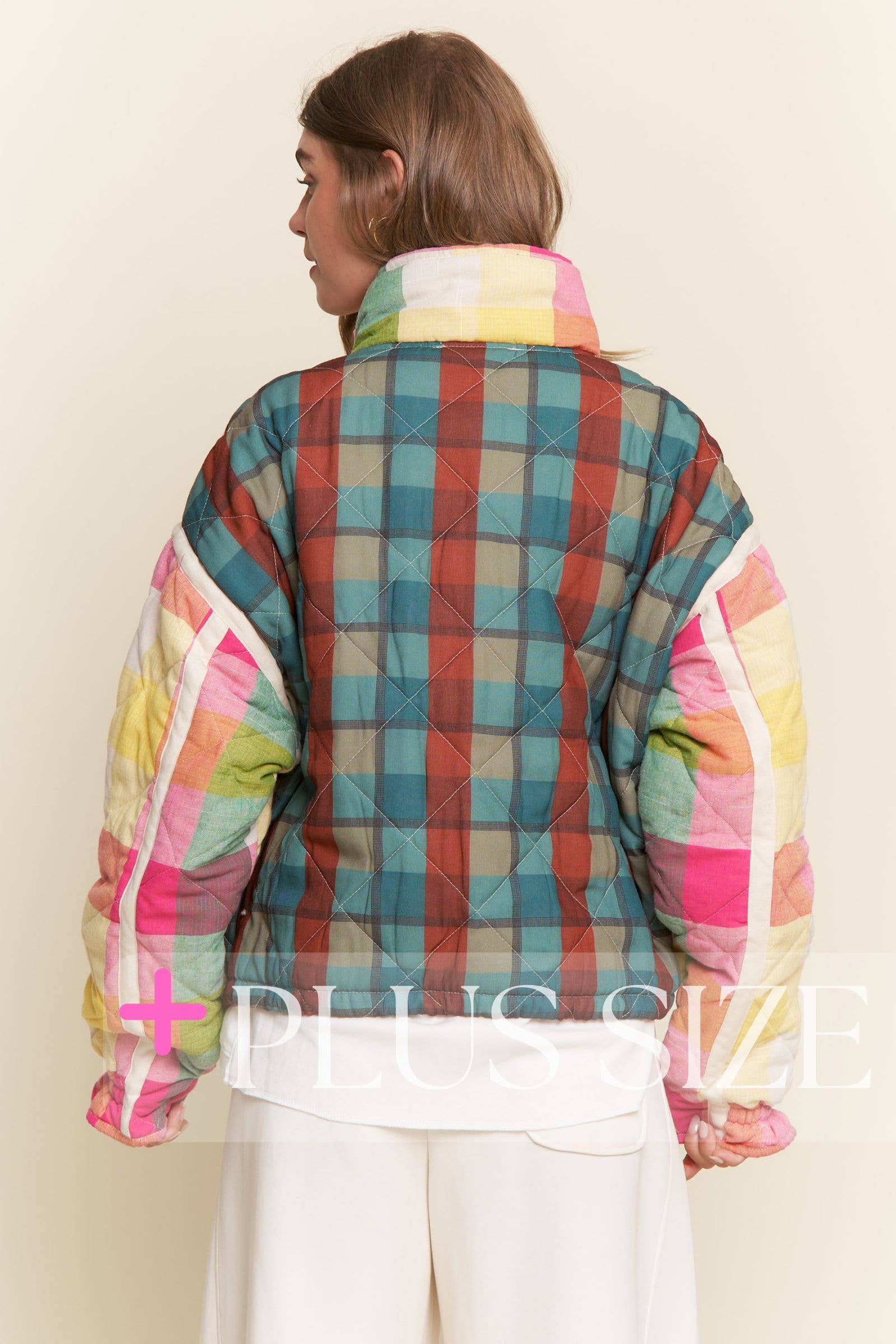 J.NNA - Wholesale Jacket - Women's - Multi-color Plaid Puffer Jacket 4