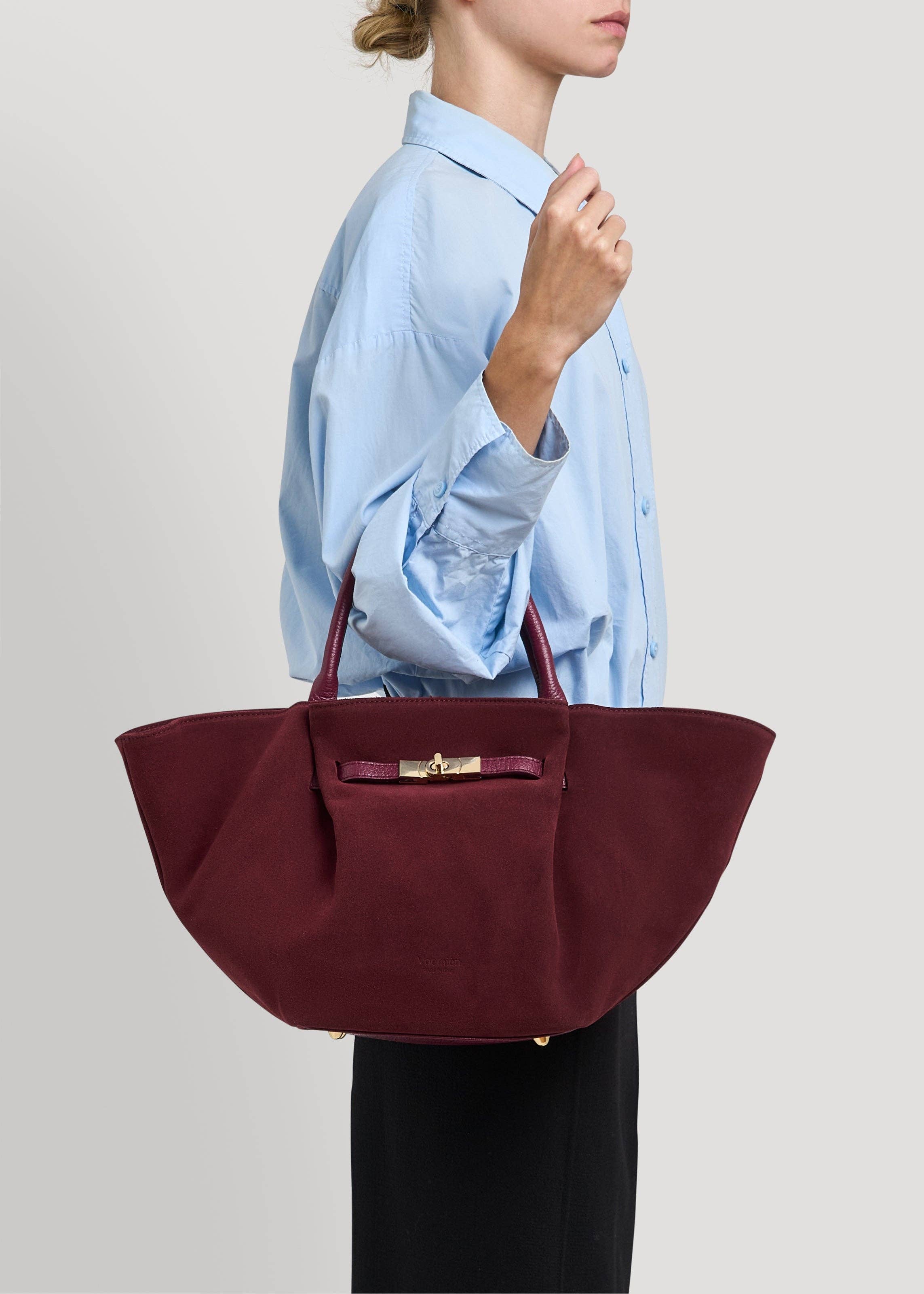 Prestige Milano - Wholesale Tote Bag - Women's - Borsa Charlène in camoscio bordeaux e pelle Togo6