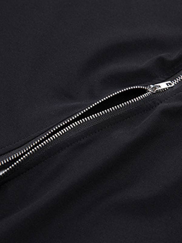 ZWART Stijlvolle zwarte T-shirttop met onregelmatige ritssluiting voor groothandel op Faire12