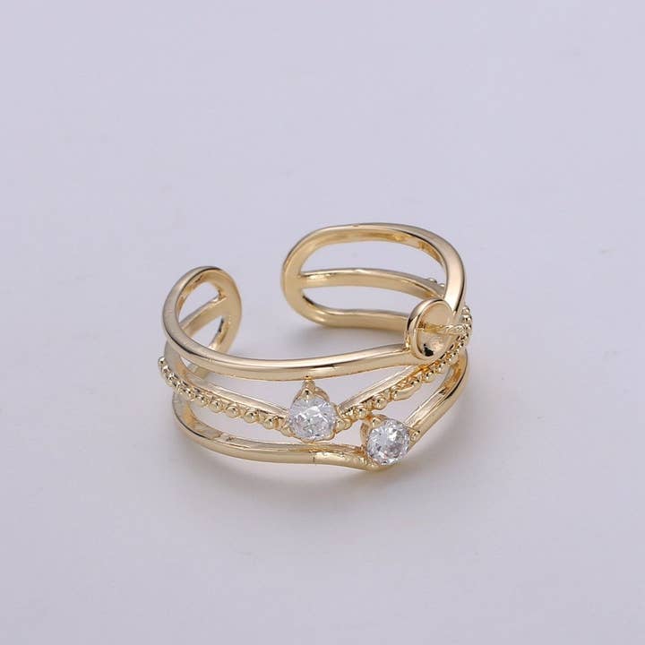 Aim Eternal - Wholesale Cocktail/Statement Ring - Ring Setting, Gold Ring Accessories, Pearl Ring Empty Holder, Jewelry DIY, Jewelry Making, Ring Base, Minimalist Ring Supply, K-869