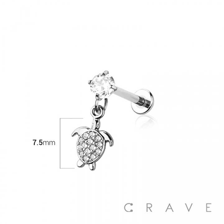 CRAVE BODY JEWELRY - Wholesale Single Earring - SEA TURTLE 316L SURGICAL STEEL INTERNALLY THREADED LABRET