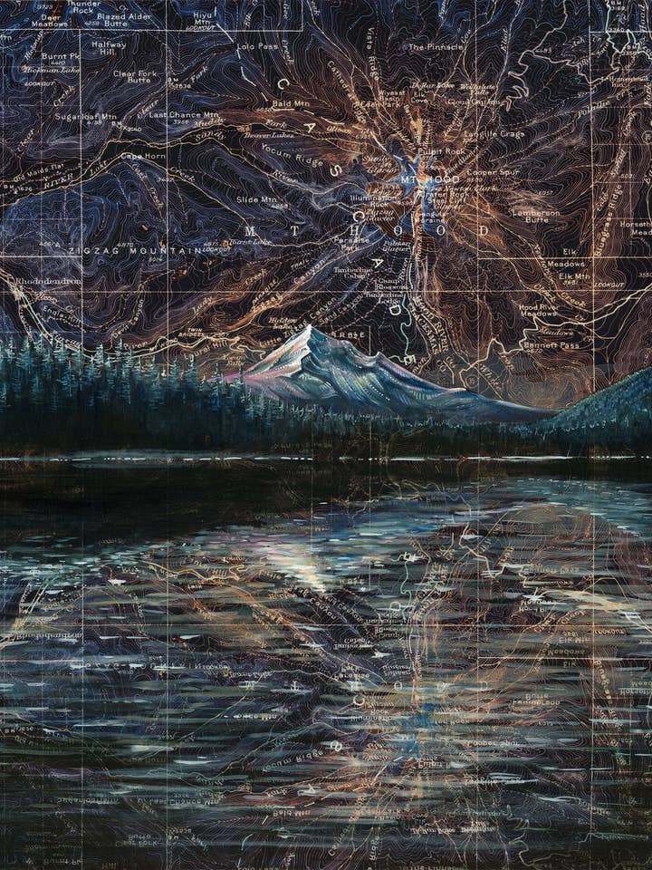 Mount Hood Milky Way Oregon Fine Art Matted Print for wholesale by Final Switchback by Katie Jeanne Reim