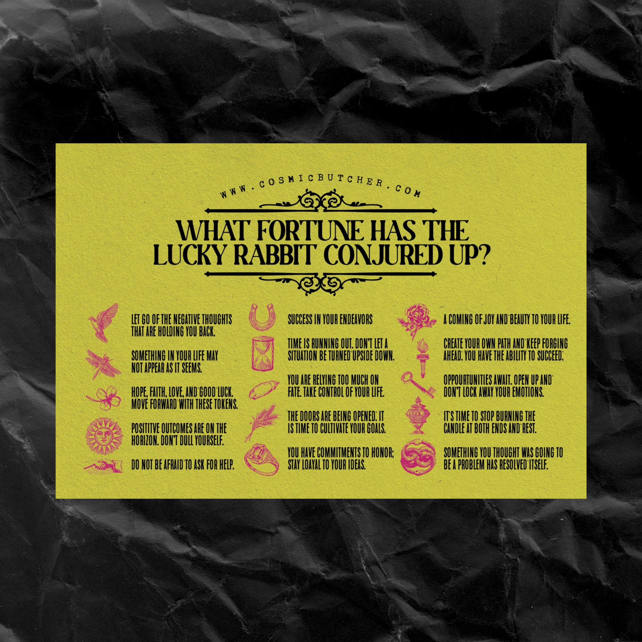 Cosmic Butcher - Wholesale Tarot/Oracle Card - FORTUNES OF MYSTERY Rabbit Scratch Off Fortune Card3