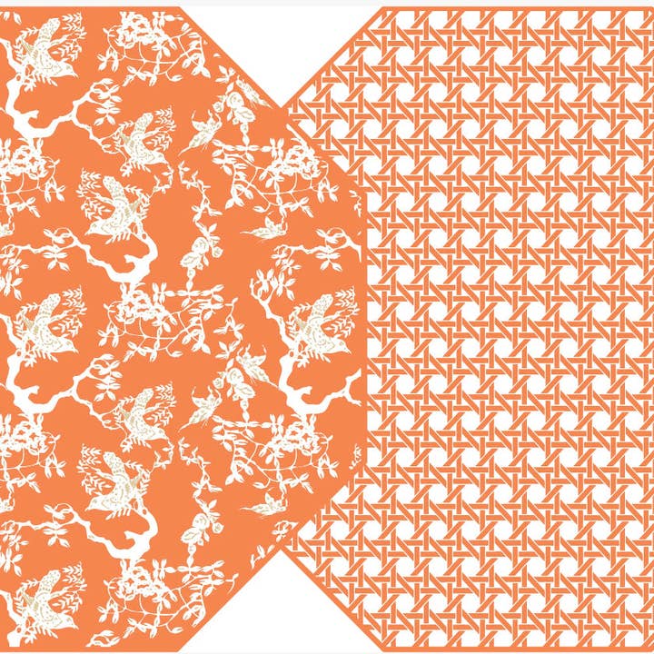 OCTAGONAL CHINOIS AND DOT FAN TANGERINE PLACEMAT for wholesale by Holly Stuart Home