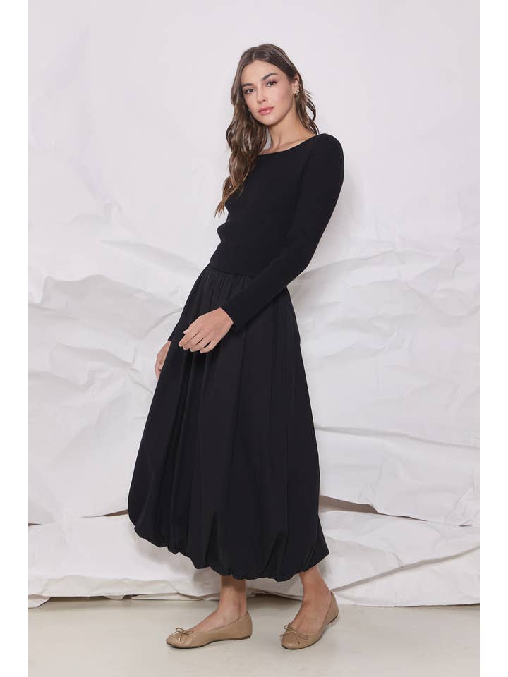 Black Bubble Hem Maxi Dress for wholesale on Faire4
