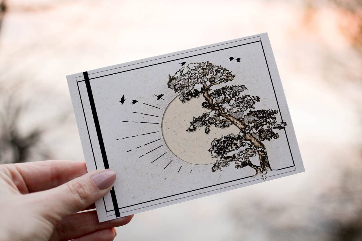 Yugen Bonsai - Wholesale Everyday Greeting Card - Bonsai Theme Greetings Card | A6 Landscape | Soft-Touch Feel0