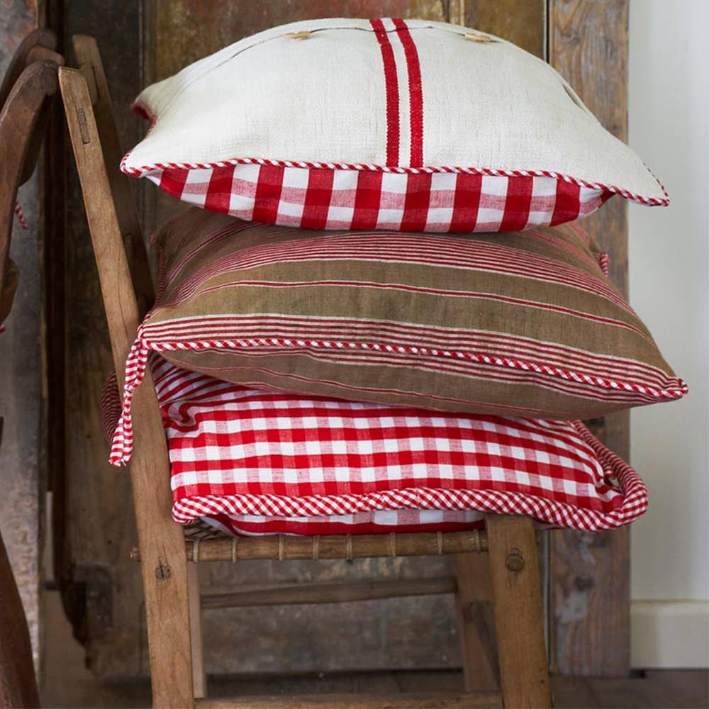 Heritage Lace - Wholesale Throw Pillow Cover - Country Buffalo Check Plaid 20x20 Pillow Cover Red White0